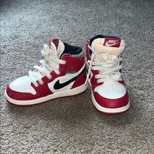 Nike Kids Red, White, and Black High-Top Sneakers